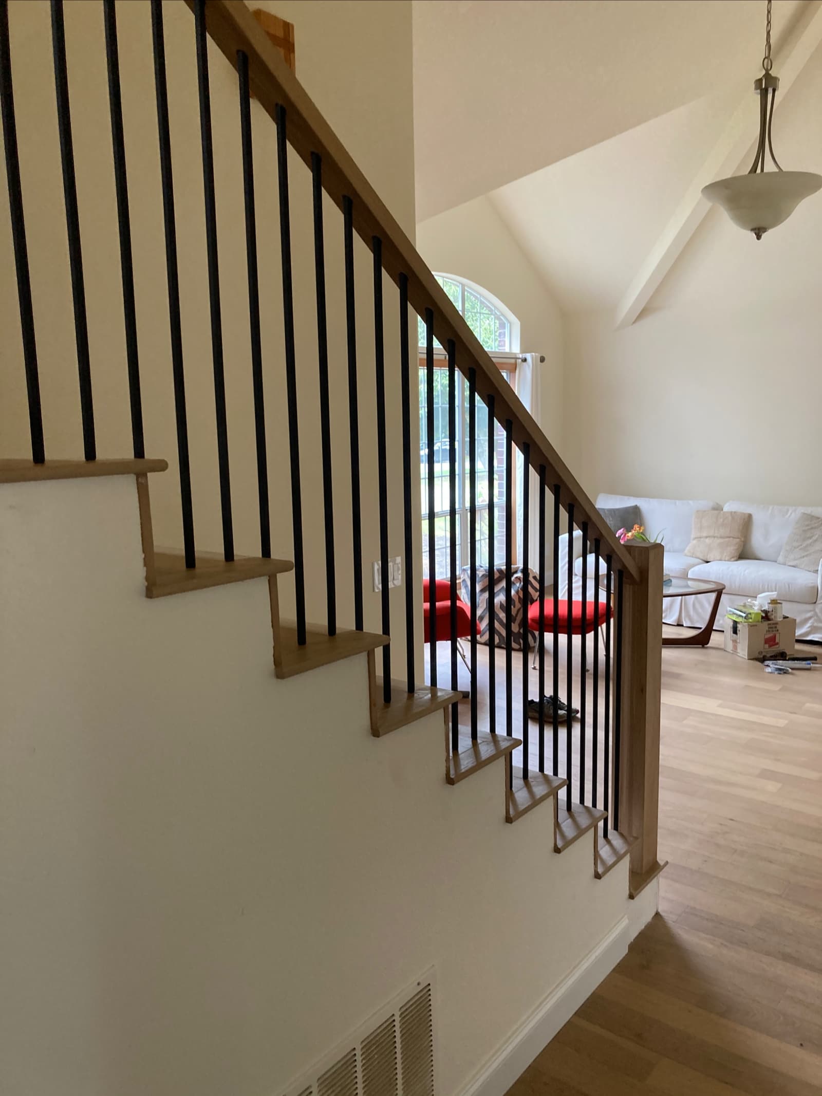 Modern exterior staircase with dark metal cable railing — Stumptown Stairs, Portland, OR